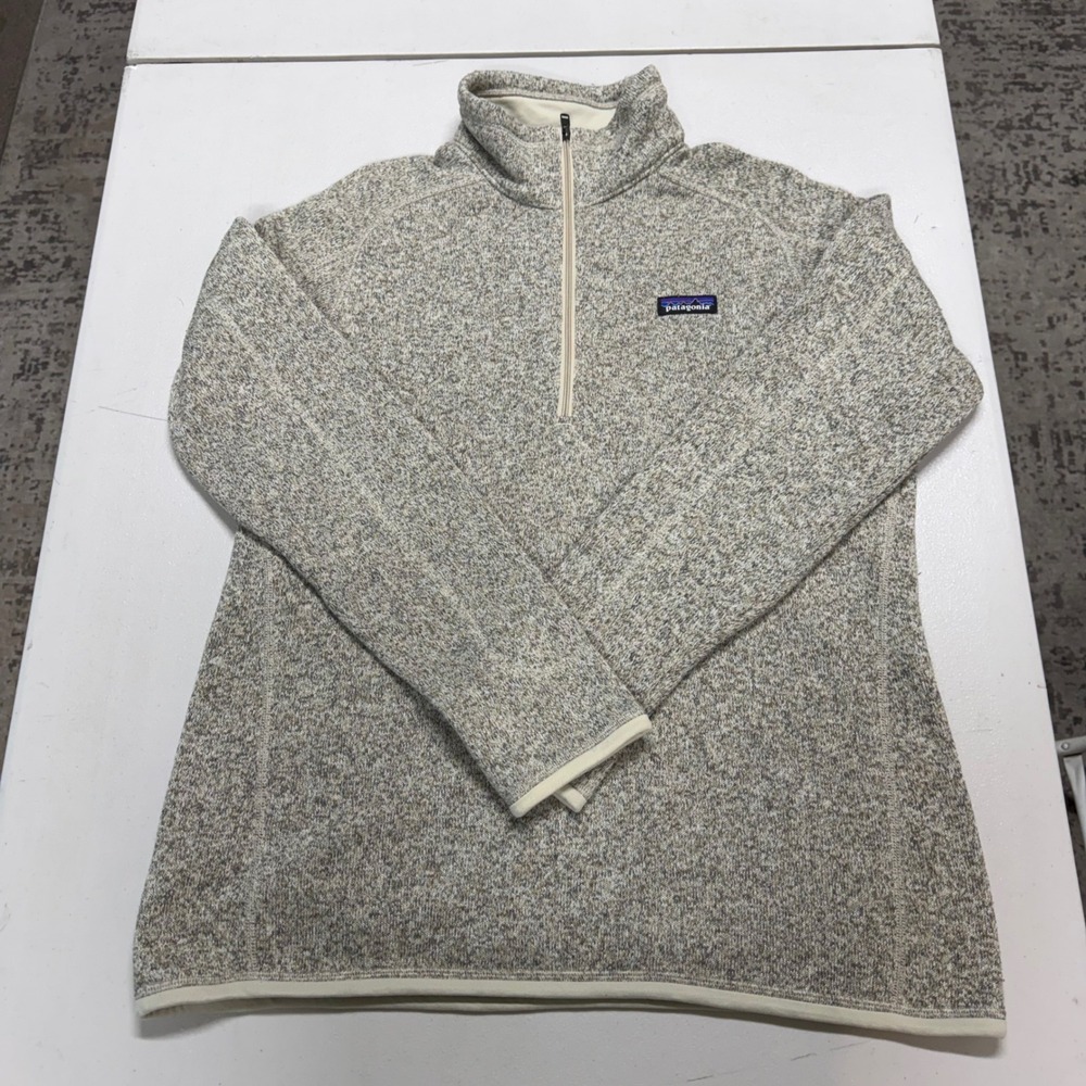 Patagonia Women's cream 1/4 Zip Long Sleeve Sweater Pullover Size XL